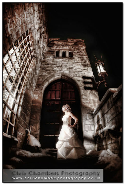 Hazlewood Castle at Night Wedding photography Chris Chambers
