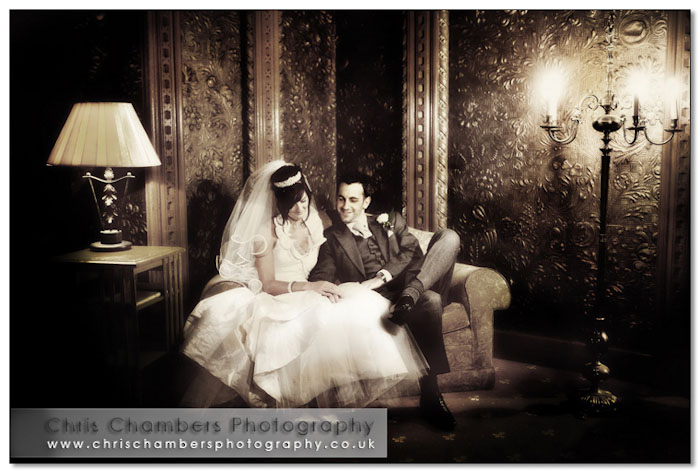 Bride and groom at Hazlewood Castle near York