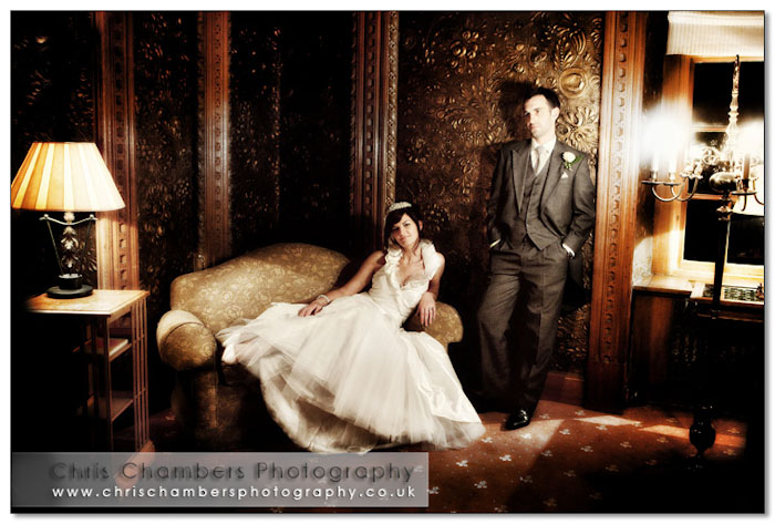 After dark wedding photos at Hazlewood Castle wedding venue