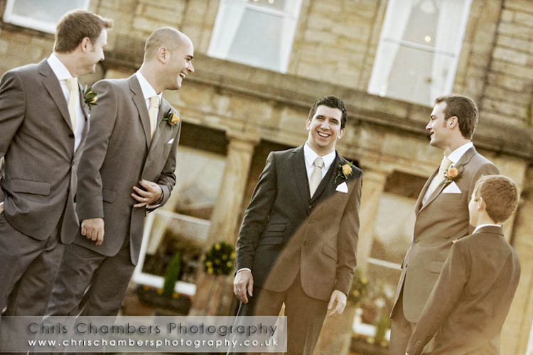 Neil and his groomsmen. Wedding photography at Walton Hall in Wakefield