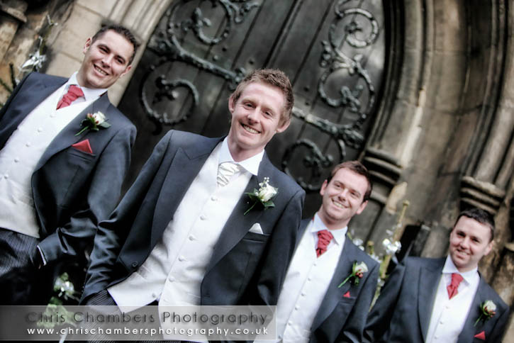 Mark and his groomsmen outside the church at Garforth